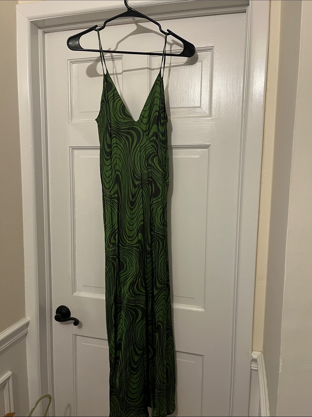 Zara Green and Black Swirl Maxi Slip Dress